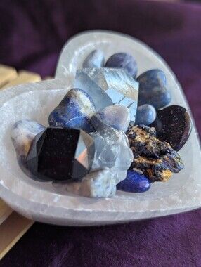 💙 Third Eye Wisdom Bowl ☮️ Azurite rough + Lapis CeLestite Aventurine Sandstone